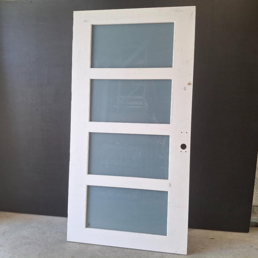 Timber Entry Door - 2340h x 1200w Solid Core Door w/ 4 x Obscure Glass *Factory 2nd* 20469
