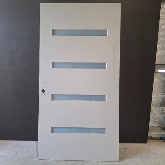 Timber Entry Door - 2340h x 1200w Solid Core Door w/ 4 x Obscure Glass (XN5) *Factory 2nd* 20471