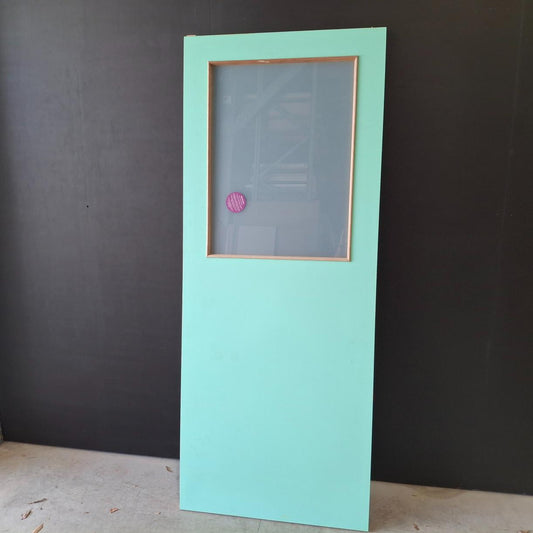 Timber Entry Door - 2040h x 820w Hollow Core Door w/ 1 x Obscure Glass (No. 7) *Factory 2nd* 20506