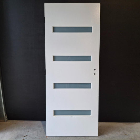Timber Entry Door - 2040h x 820w Solid Core Door w/ 4 x Obscure Glass (XN5) *Factory 2nd* 20507