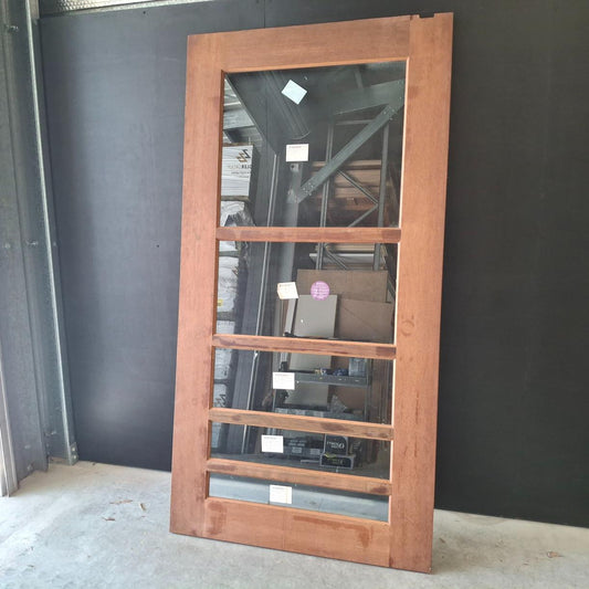 Timber Entry Door - 2340h x 1200w Merbau Door w/ 5 x Clear Glass (INFWS 5G) *Factory 2nd* 20513