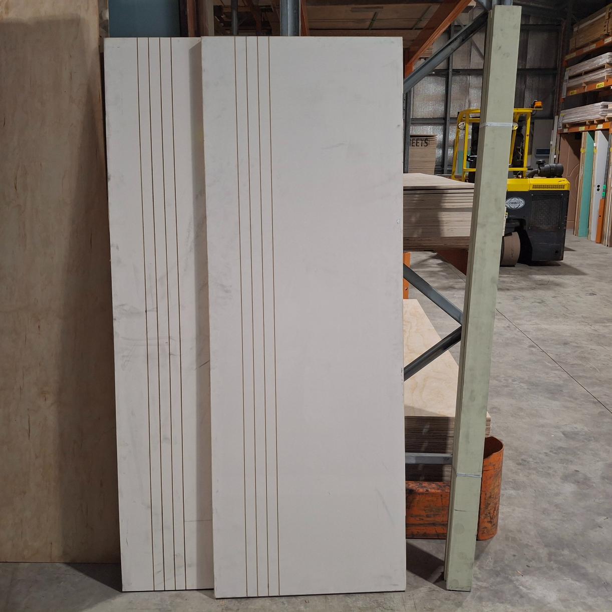 Timber Doors - 2 x 2040h x 720w Hollow Core Routered Doors (HAG9) w/ Jamb Kits *Factory 2nd* 20520
