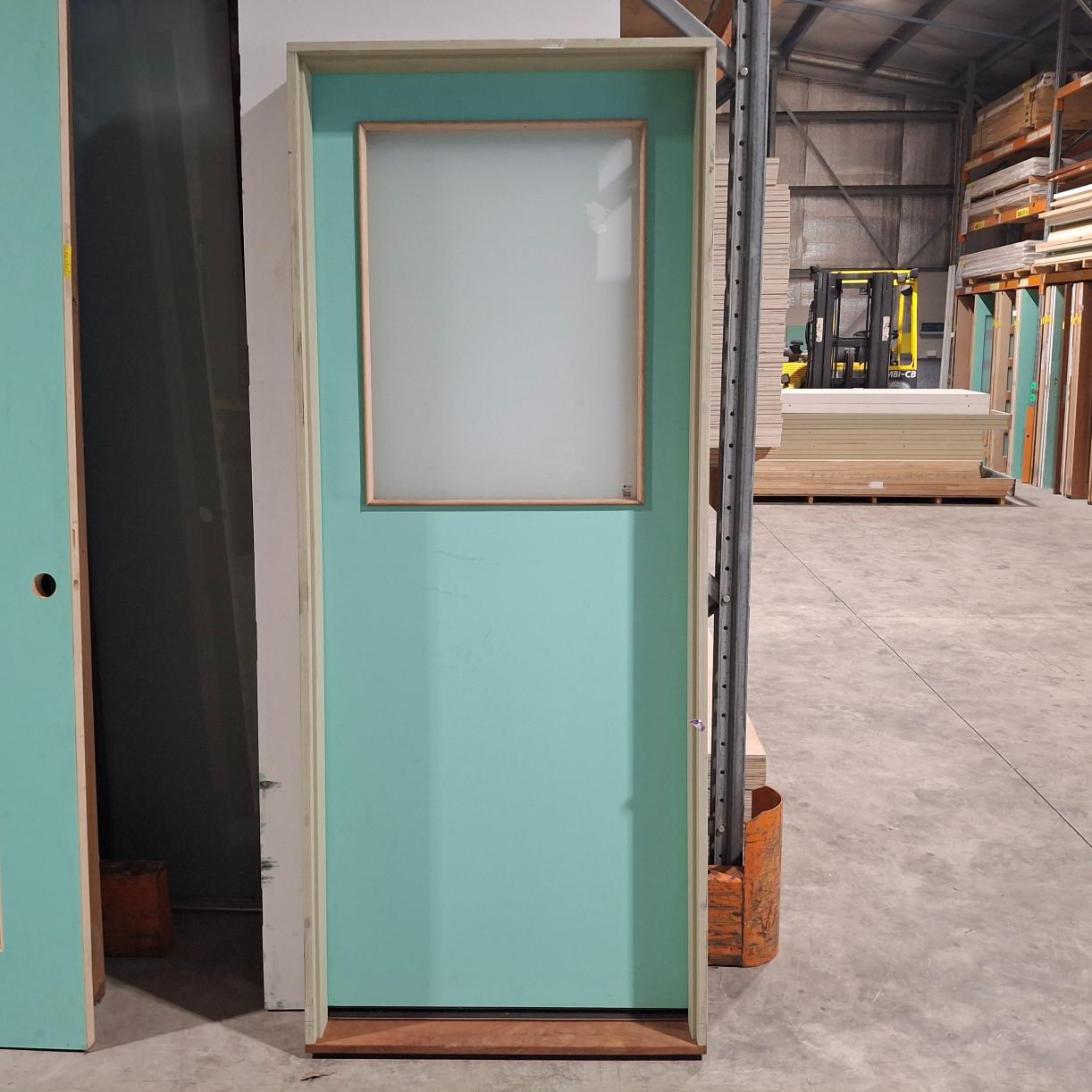 Timber Entry Door - Pre-Hung in 2120h x 865w Frame w/ 1 x OBS Glass (XF3) *Factory 2nd* 20538