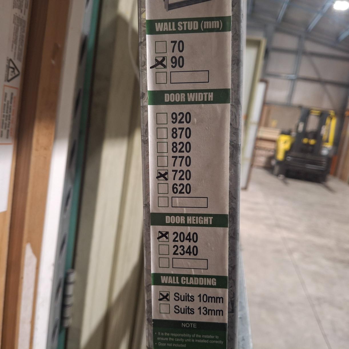 Cavity Slider Steel Frame + Door - 2040h x 720w Hollow Core Plain Door *Factory 2nd* SKU: 20543