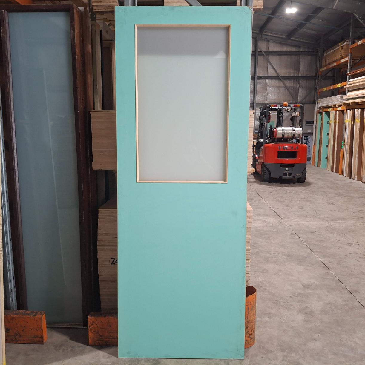 Timber Entry Door - 2340h x 870w Blockboard Core w/ 1 x OBS Glass *Damaged Factory 2nd* 20560