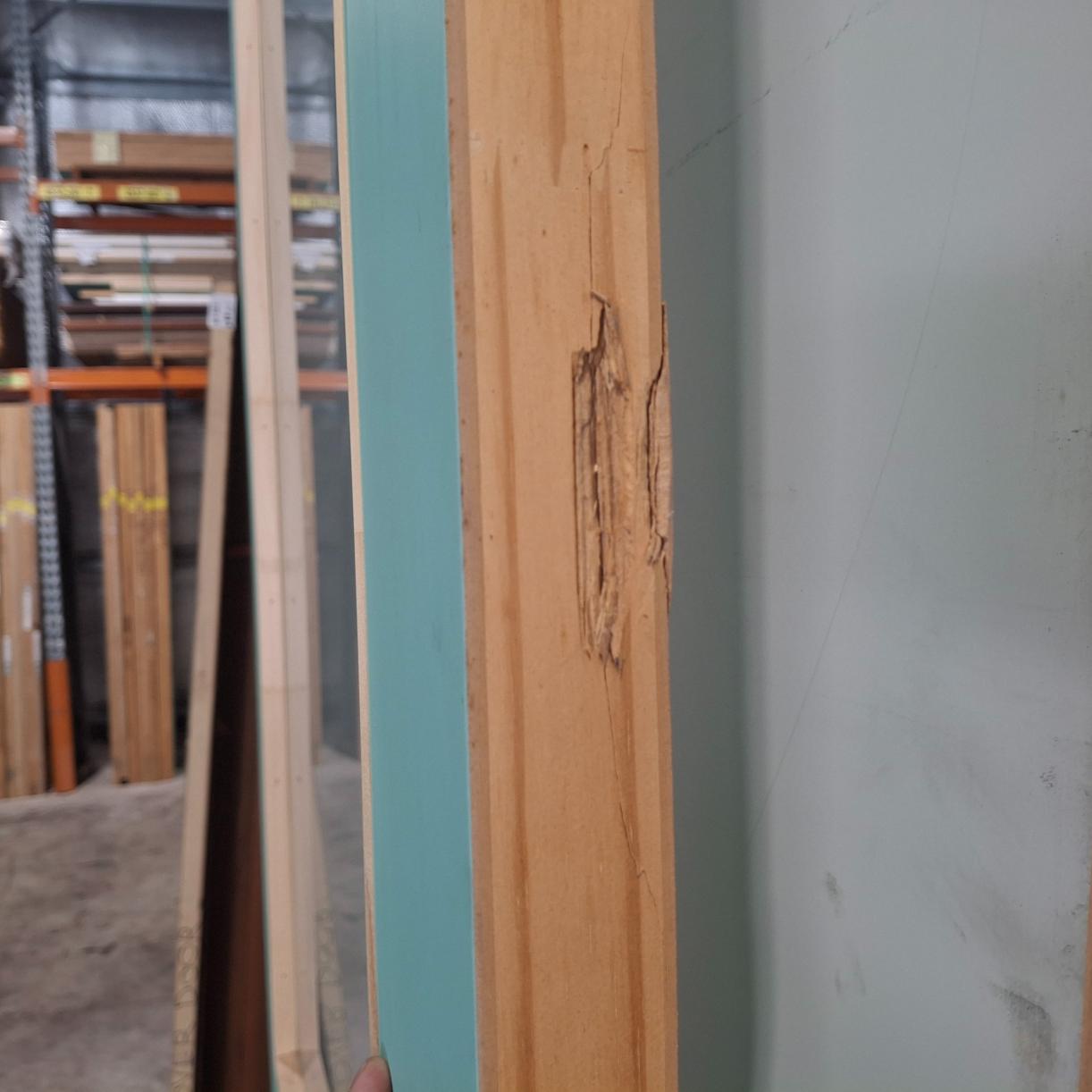 Timber Entry Door - 2340h x 870w Blockboard Core w/ 1 x OBS Glass *Damaged Factory 2nd* 20560