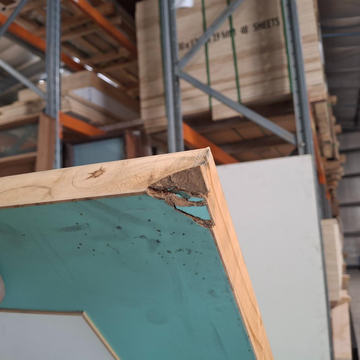 Timber Entry Door - 2340h x 870w Blockboard Core w/ 1 x OBS Glass *Damaged Factory 2nd* 20560