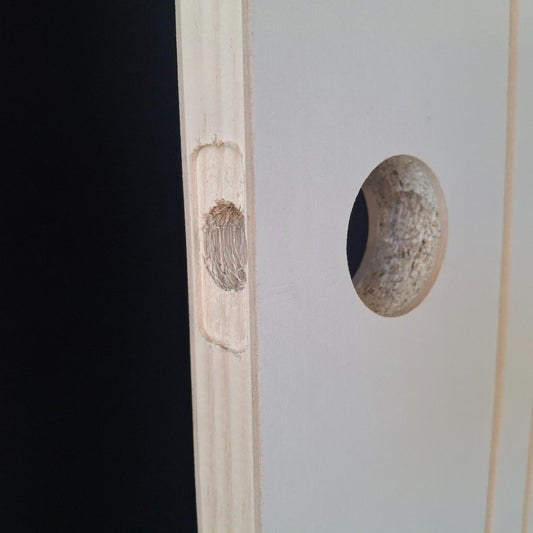 Timber Door - 2040h x 870w Hollow Core Internal Door w/ Routered Pattern (HAG9) *Factory 2nd* 20578