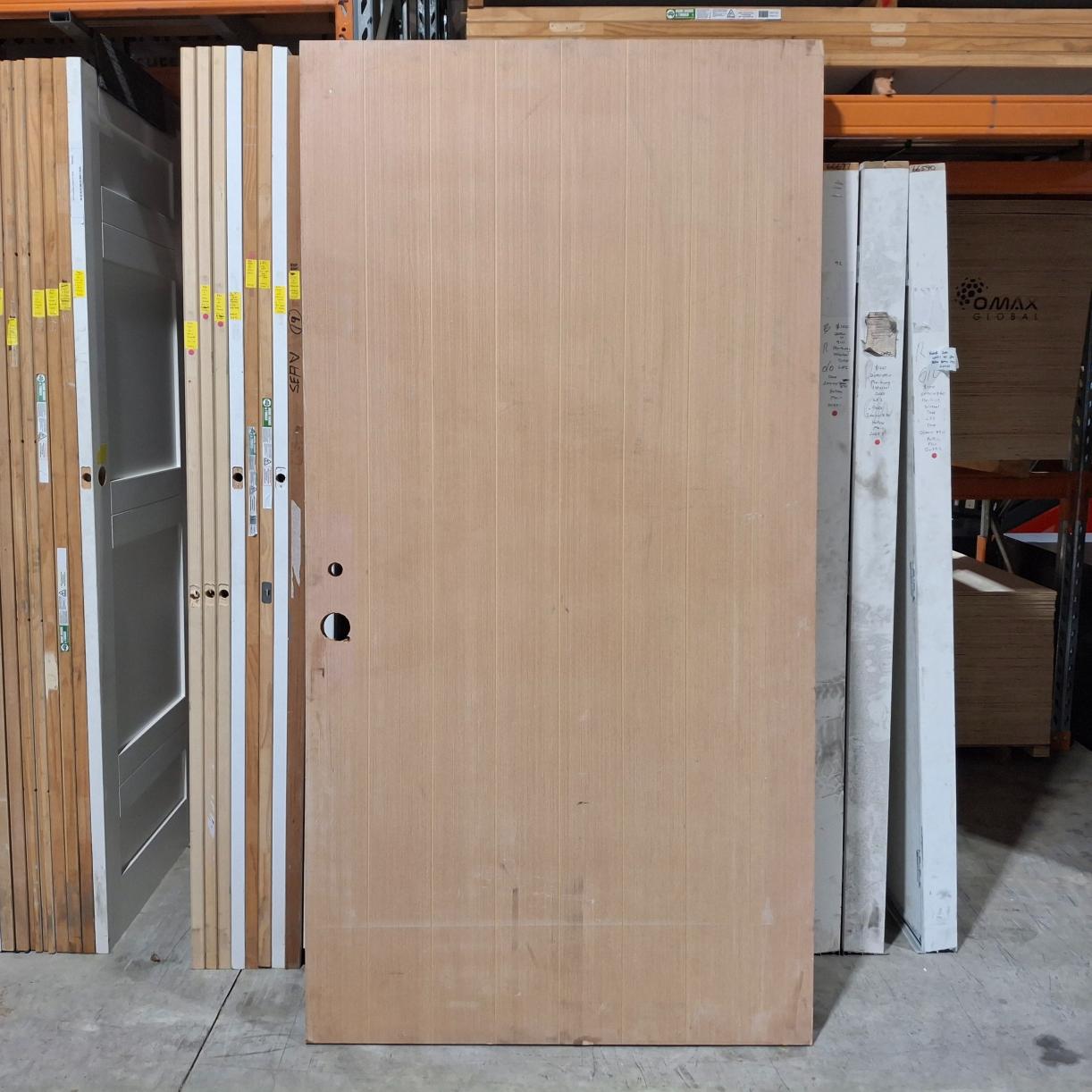 Timber Entry Door - 2340h x 1200w Solid Core Door w/ Routered Pattern *Factory 2nd* 20585