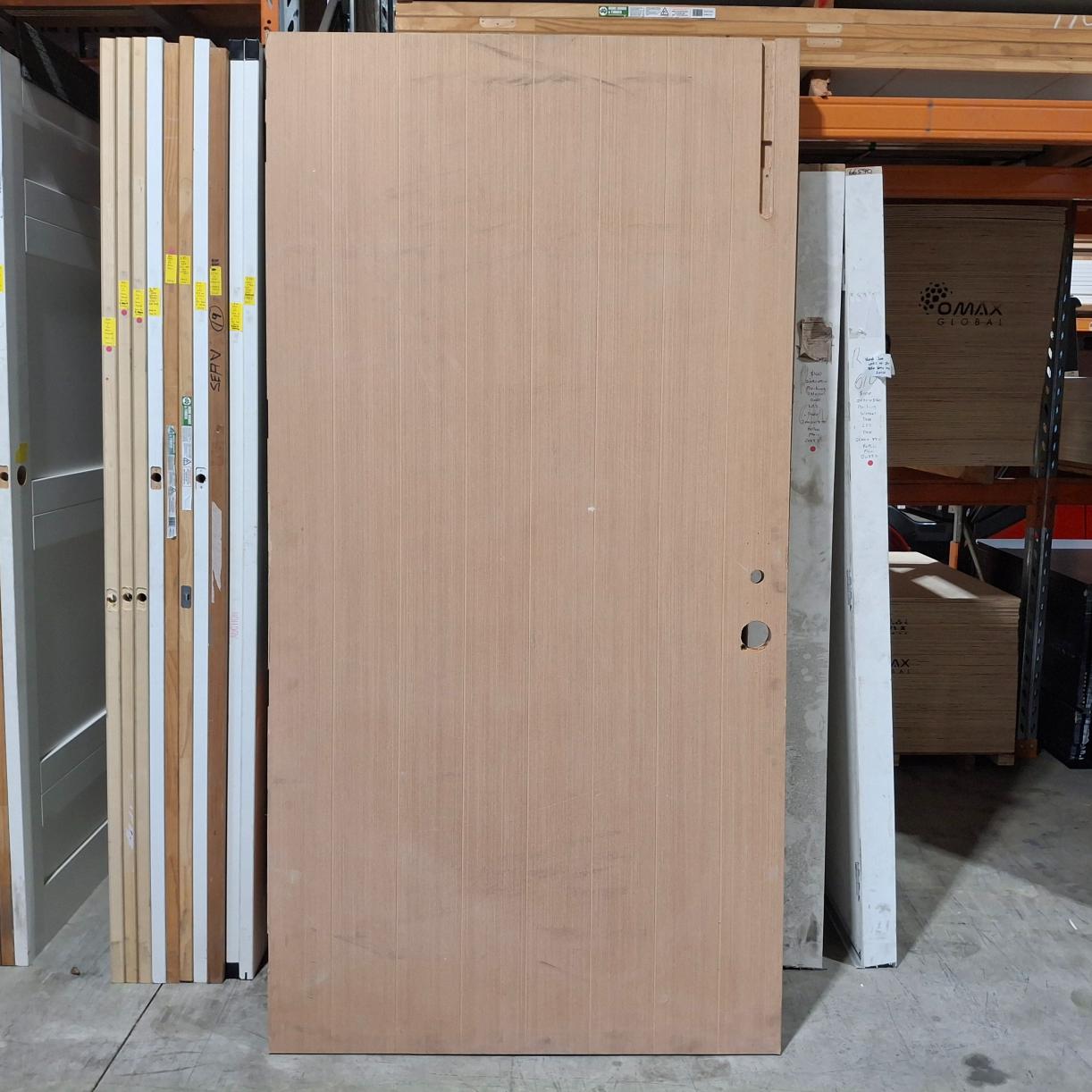 Timber Entry Door - 2340h x 1200w Solid Core Door w/ Routered Pattern *Factory 2nd* 20585