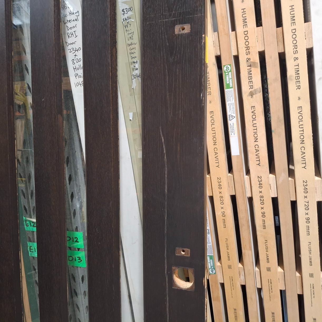 Timber Entry Door - 2340h x 1200w Solid Core Door w/ 5 x Clear Glass *Factory 2nd* 20586