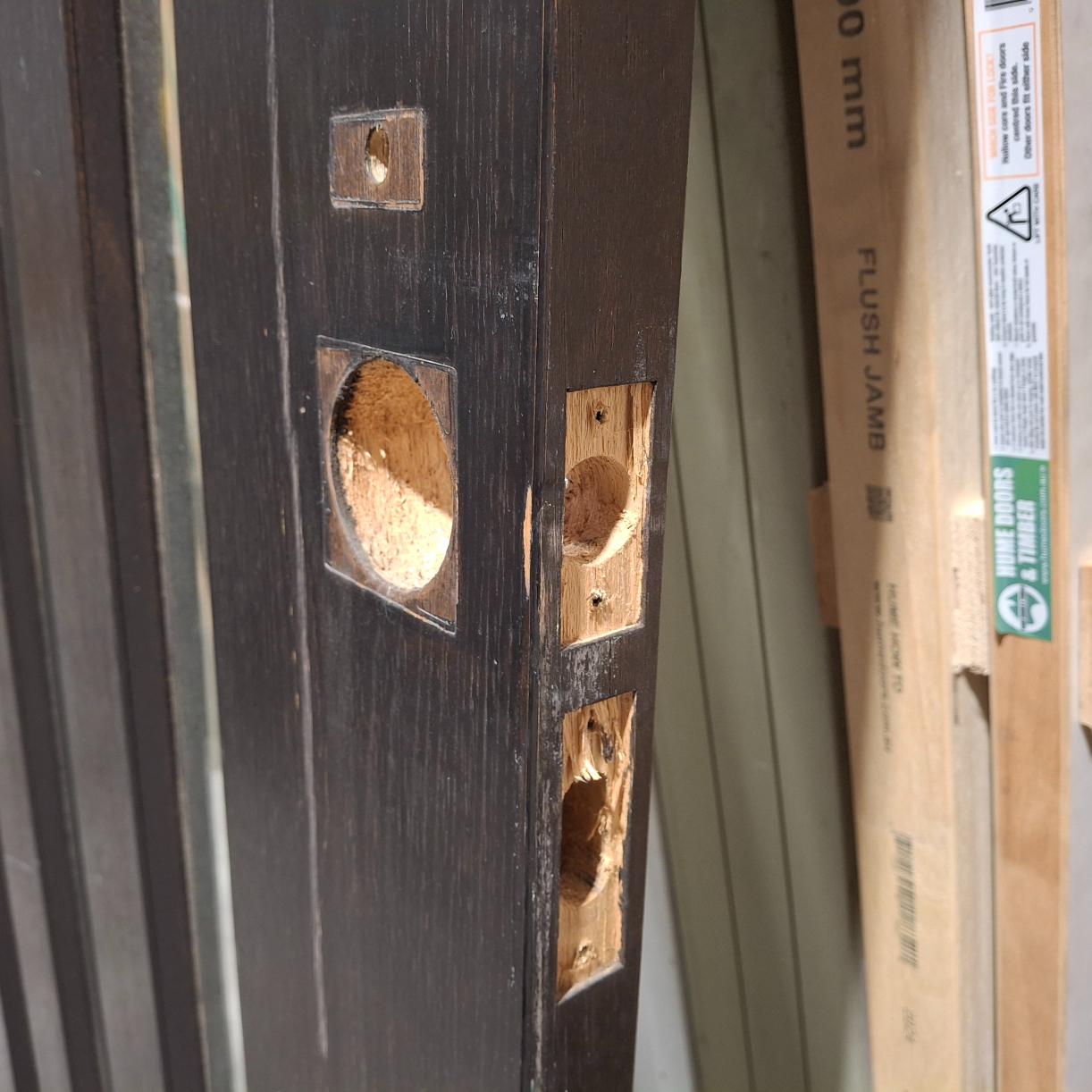 Timber Entry Door - 2340h x 1200w Solid Core Door w/ 5 x Clear Glass *Factory 2nd* 20586