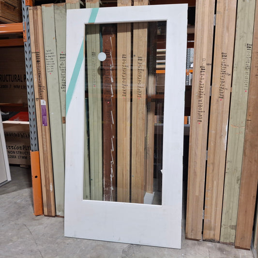 Timber Entry Door - 2340h x 1200w Solid Core Door w/ 1 x Clear Glass *Factory 2nd* 20587
