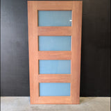 Timber Entry Door - 2040h x 1020w Solid Core Merbau w/ 4 x Obscure Glass (XS24) *Factory 2nd* 20616