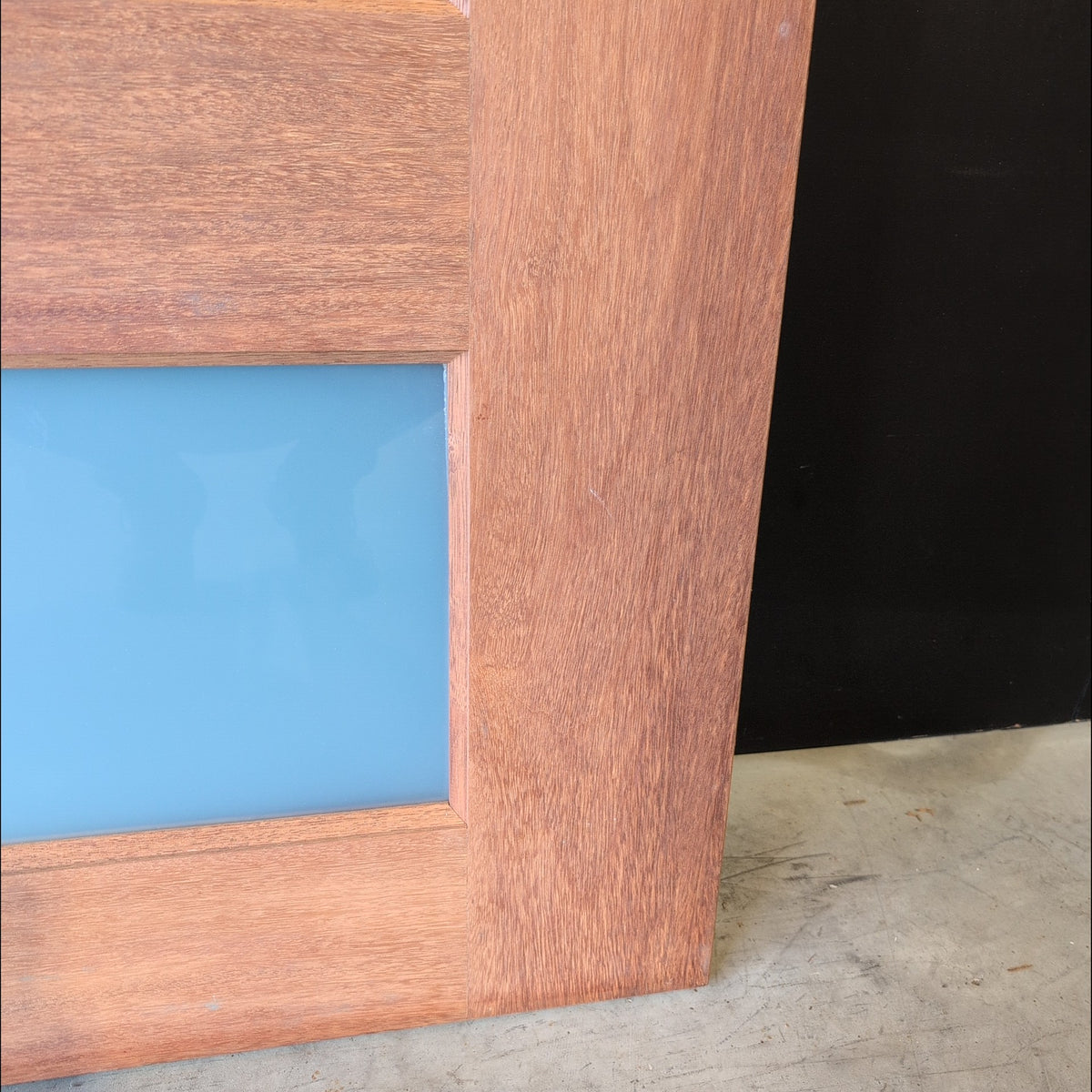 Timber Entry Door - 2040h x 1020w Solid Core Merbau w/ 4 x Obscure Glass (XS24) *Factory 2nd* 20616