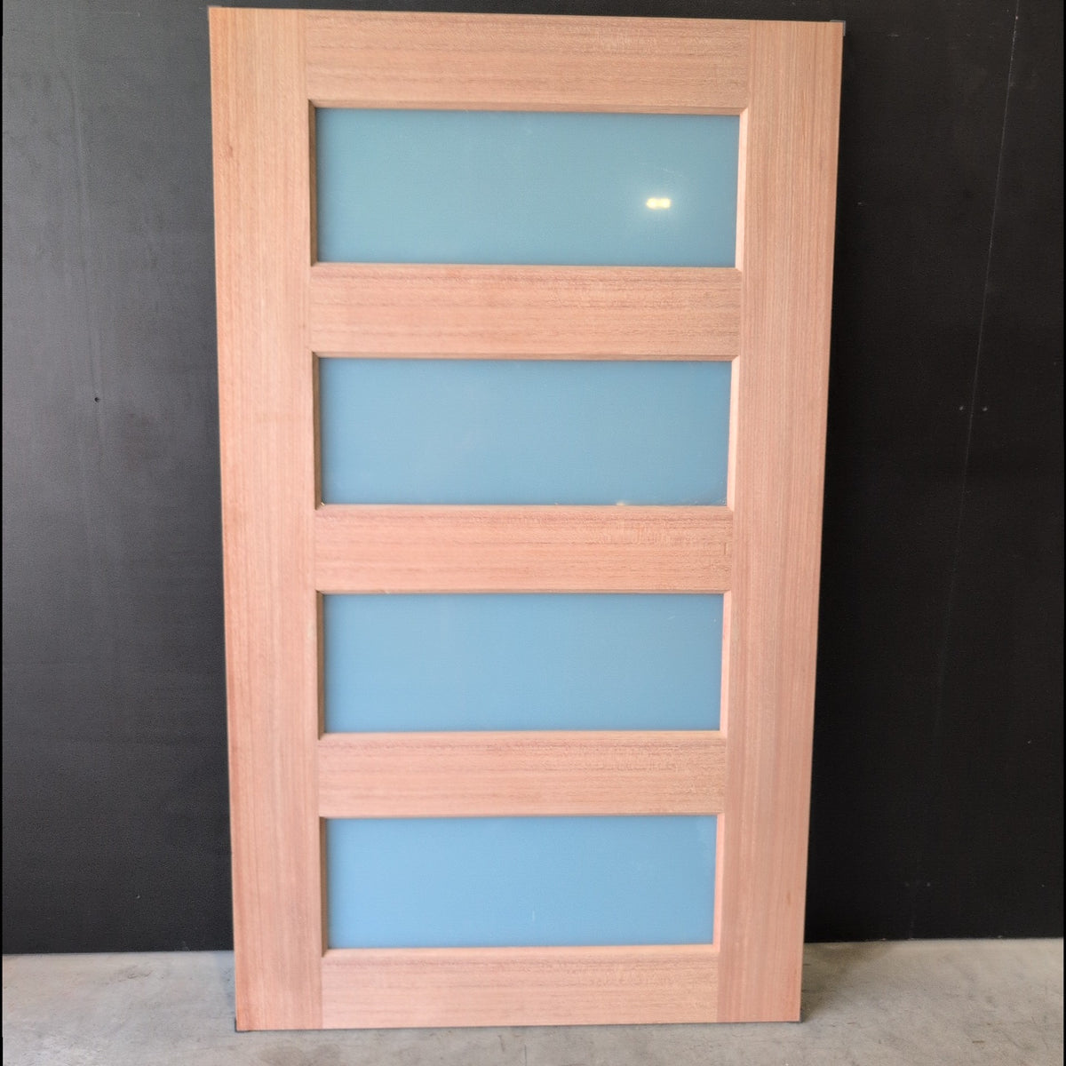 Timber Entry Door - 2040h x 1200w Solid Core w/4xObscure Horizontal Glass (XS24) *Factory 2nd* 20617