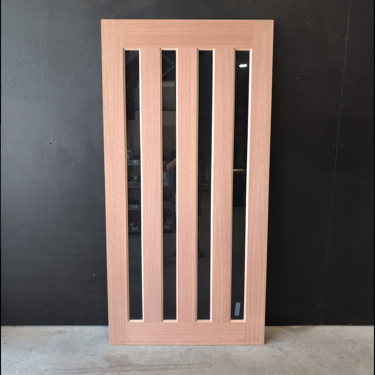 Timber Entry Door - 2040h x 1020w Solid Core w/4x Tinted Vertical Glass (XS45) *Factory 2nd* 20618