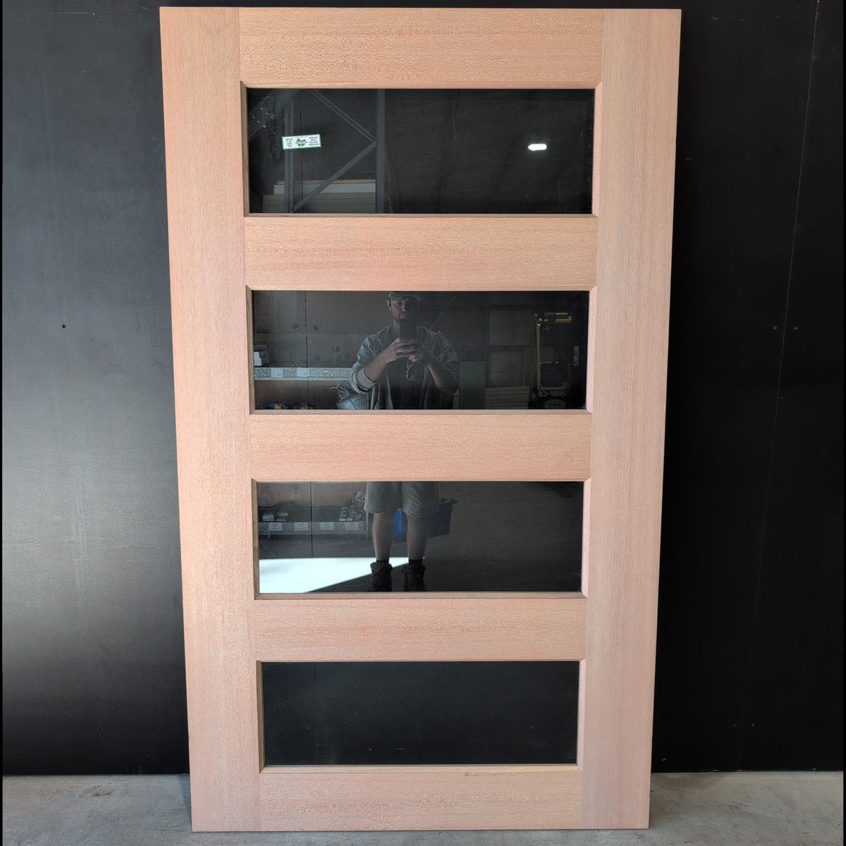 Timber Entry Door - 2040h x 1200w Solid Core w/4 x Clear Horizontal Glass (XS24) *Factory 2nd* 20620