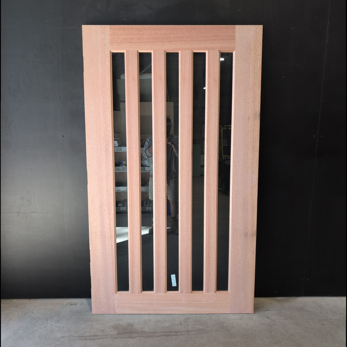 Timber Entry Door - 2040h x 1200w Solid Core w/5 x Clear Vertical Glass (XS45) *Factory 2nd* 20622