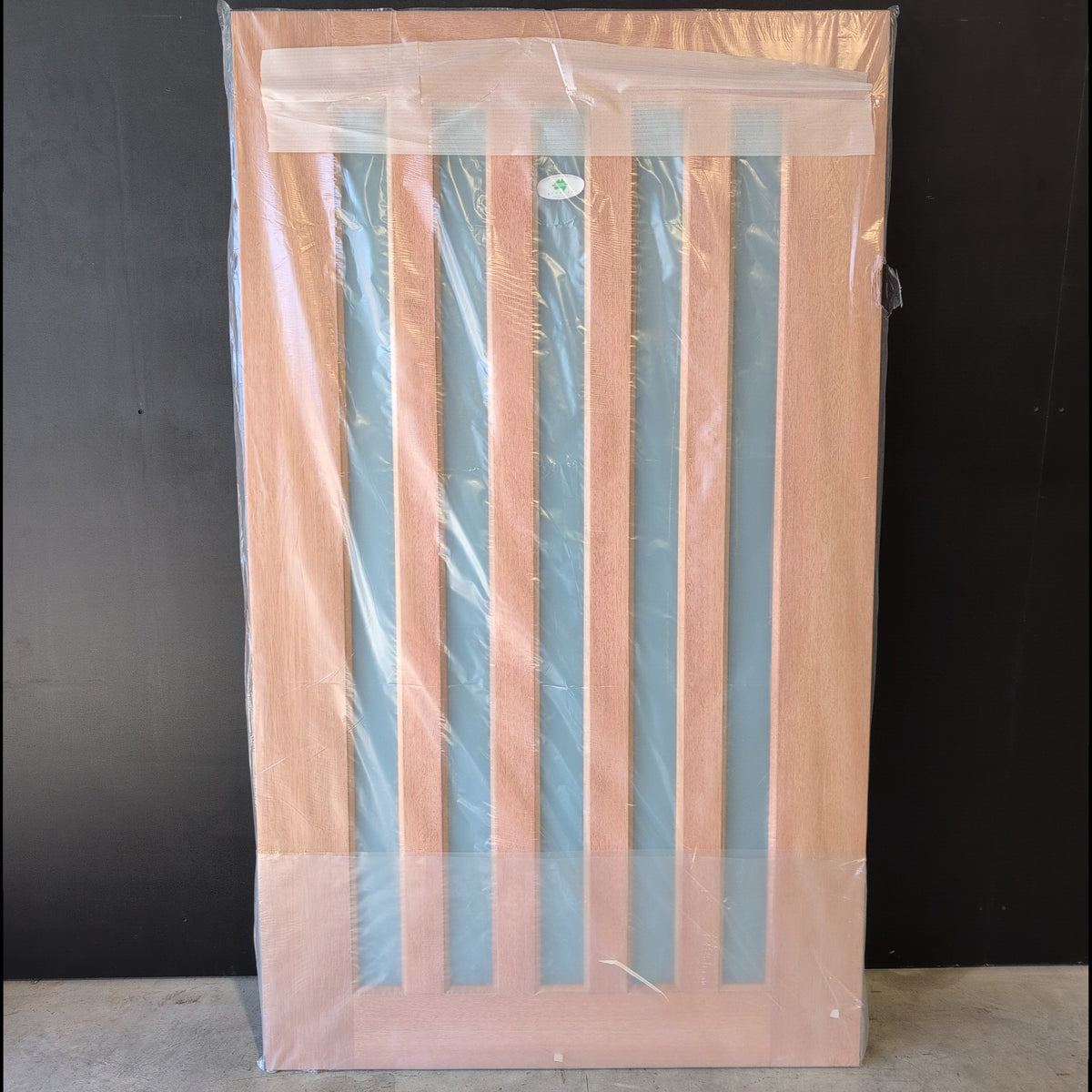 Timber Entry Door - 2040h x 1200w Solid Core w/5 x Obscure Vertical Glass (XS45) *Factory 2nd* 20623