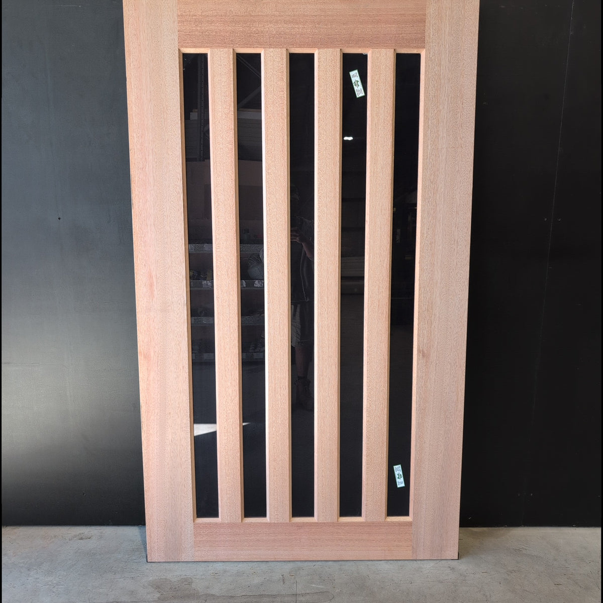 Timber Entry Door - 2040h x 1200w Solid Core w/5 x Tinted Vertical Glass (XS45) *Factory 2nd* 20624