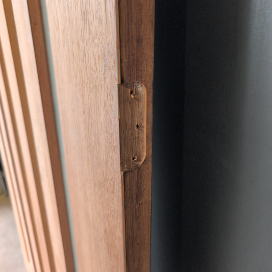 Timber Entry Door - 2040h x 1200w Solid Core Merbau w/5 x Obscure Glass (XS45) *Factory 2nd* 20625