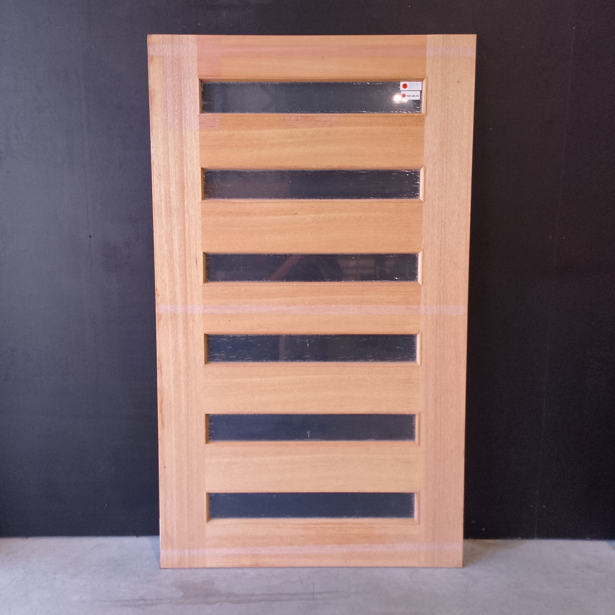 Timber Entry Door - 2040h x 1200w Solid Core w/ 6x Horizontal Clear Glass *Factory 2nd* 20628