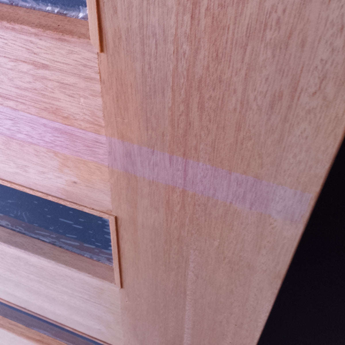 Timber Entry Door - 2040h x 1200w Solid Core w/ 6x Horizontal Clear Glass *Factory 2nd* 20628