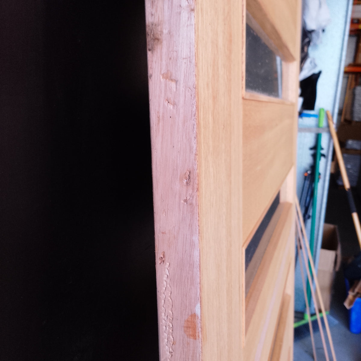 Timber Entry Door - 2040h x 1200w Solid Core w/ 6x Horizontal Clear Glass *Factory 2nd* 20628