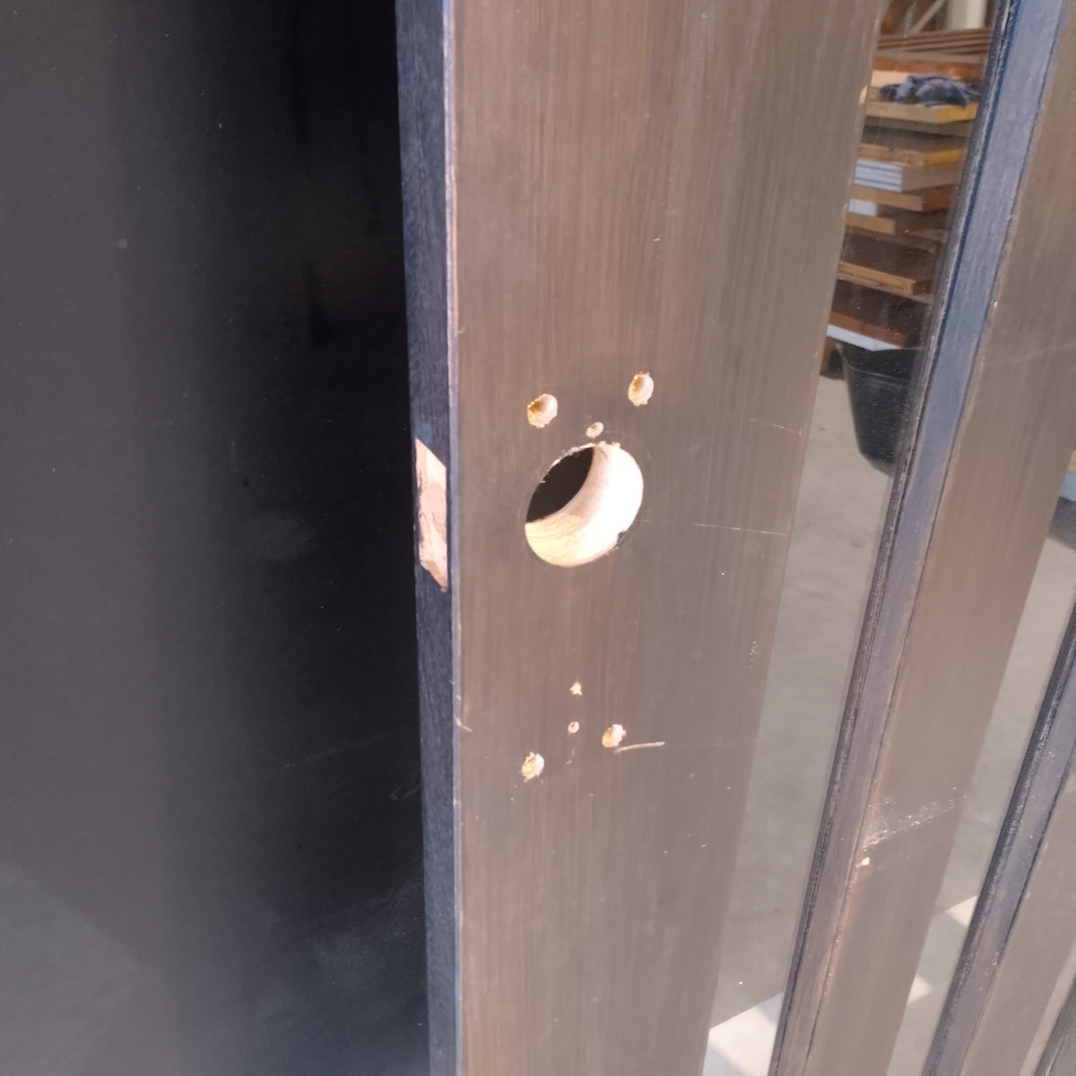 Timber Entry Door - 2040h x 1200w Solid Core w/ 5x Vertical Clear Glass *2nd Hand* 20629