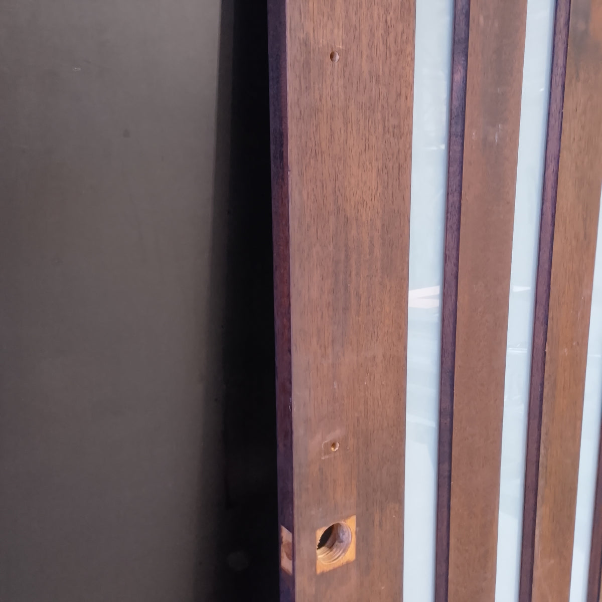 Timber Entry Door - 2040h x 1200w Solid Core w/ 5x Vertical Obscure Glass *2nd Hand* 20630