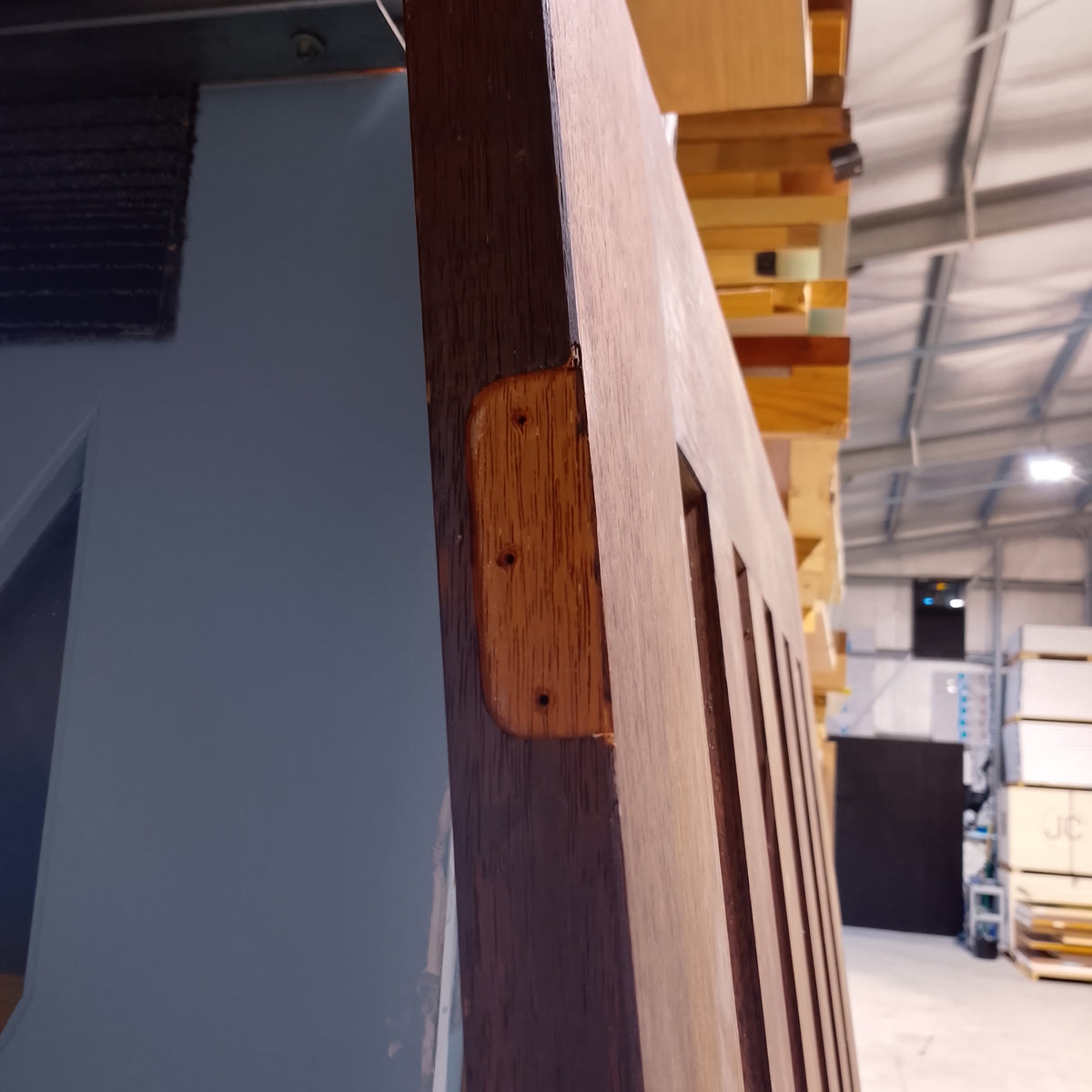 Timber Entry Door - 2040h x 1200w Solid Core w/ 5x Vertical Obscure Glass *2nd Hand* 20630