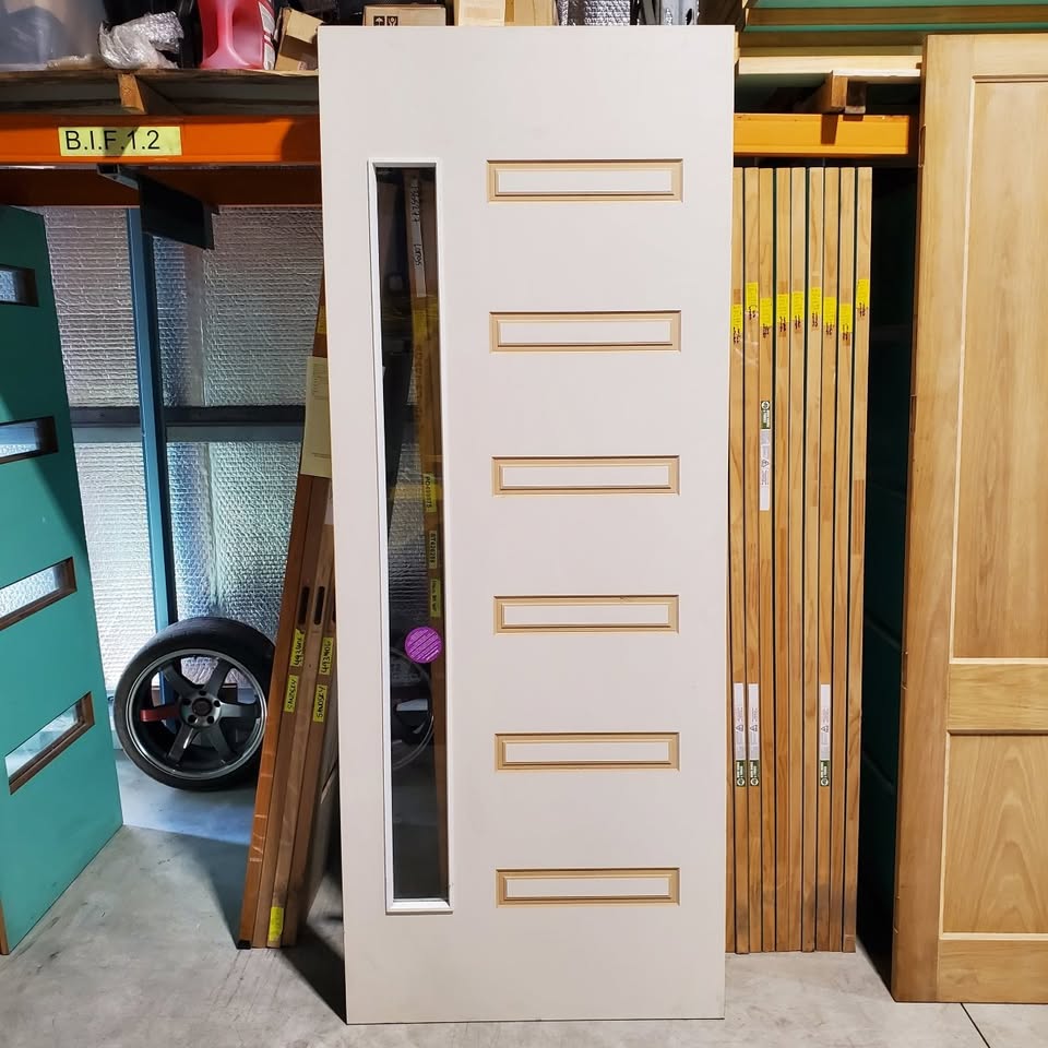 Timber Door - 2320h x 920w Hollow Core Internal Door w/ 1 x Clear Glass *Factory Second* 30100