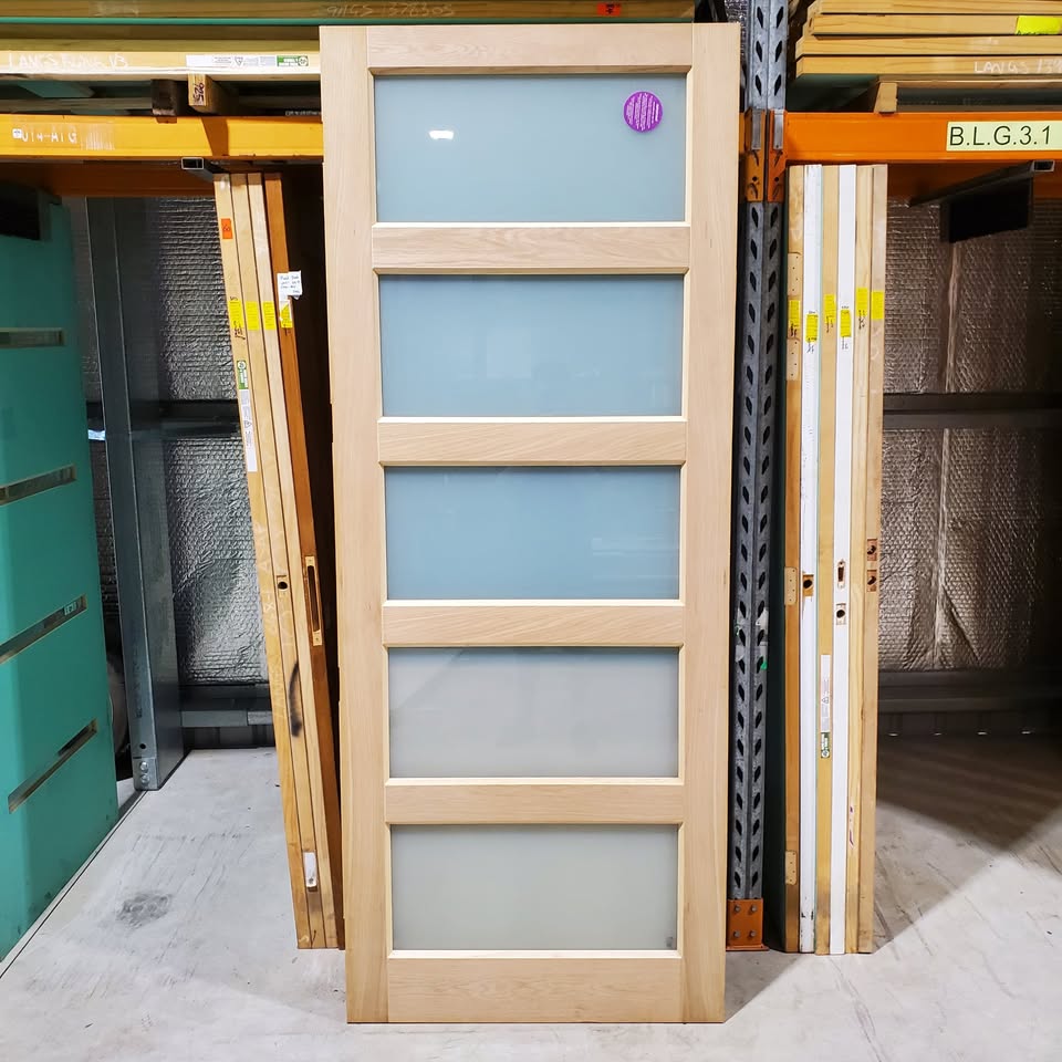 Timber Entry Door - 2320h x 920w Solid Core w/ 5 x Obscure Glass *Factory Second* 30104