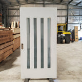 Timber Entry Door - 2340h x 1200w Solid Core w/ 4 x Obscure (Frosted) Glass *Second Hand* 30139