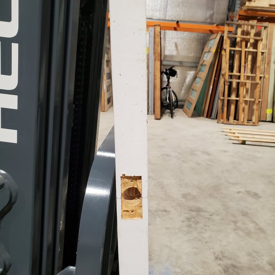 Timber Entry Door - 2340h x 1200w Solid Core w/ 4 x Obscure (Frosted) Glass *Second Hand* 30139