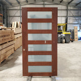 Timber Entry Door - 2340h x 1200w Solid Core w/ 6 x Obscure (frosted) Glass *Second Hand* 30142