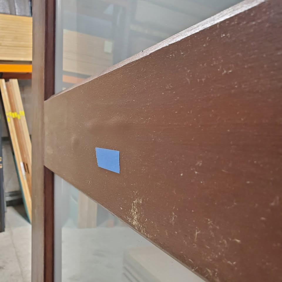 Timber Entry Door - 2340h x 1200w Solid Core w/ 6 x Obscure (frosted) Glass *Second Hand* 30142