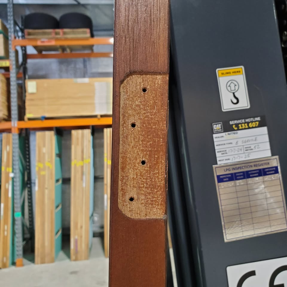 Timber Entry Door - 2340h x 1200w Solid Core w/ 6 x Obscure (frosted) Glass *Second Hand* 30142