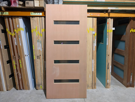 Timber Entry Door - 2340h x 1020w Solid Core w/ 4 x Obscure Glass  *Factory Second* 30183