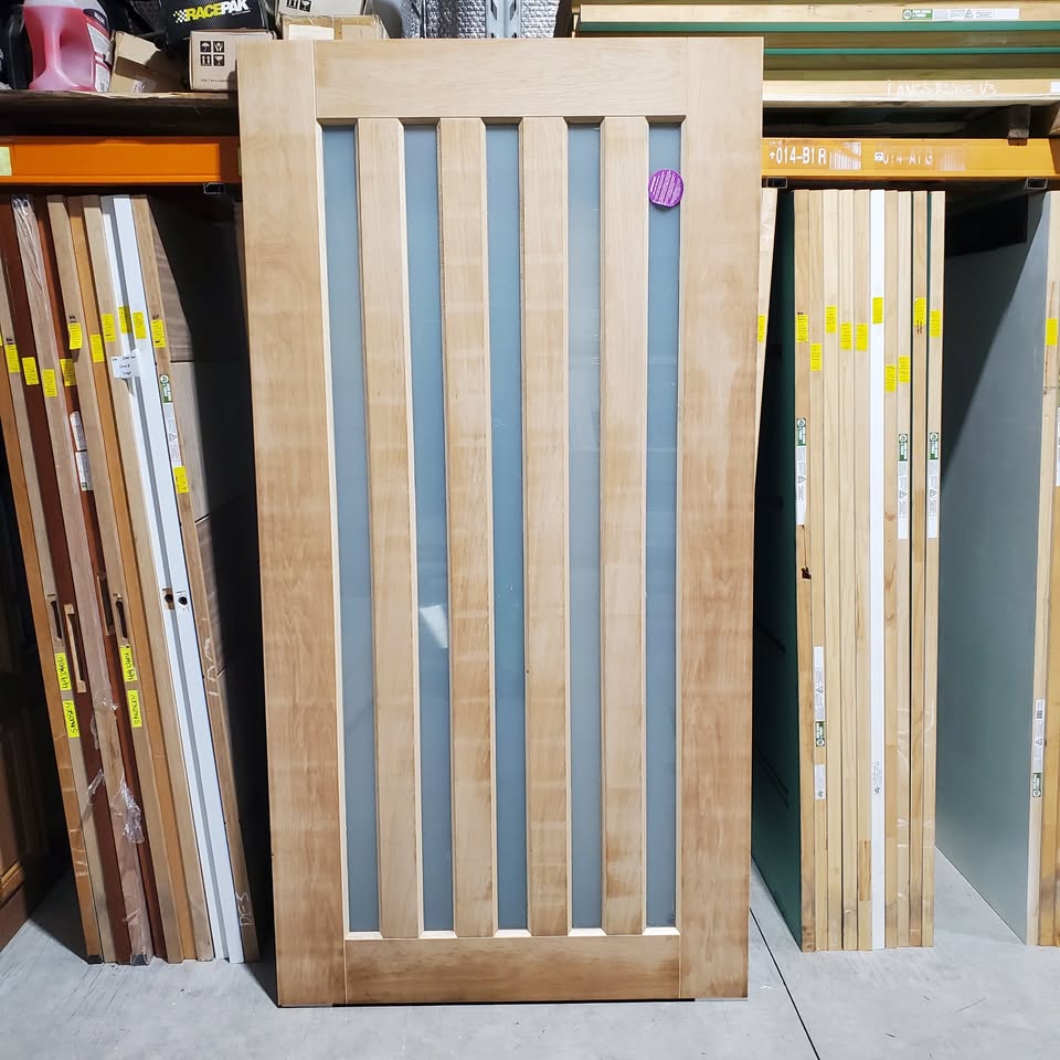 Timber Entry Door - 2340h x 1200w Solid w/ 5 x Frosted Glass Timber Veneer *Factory Second* 30226
