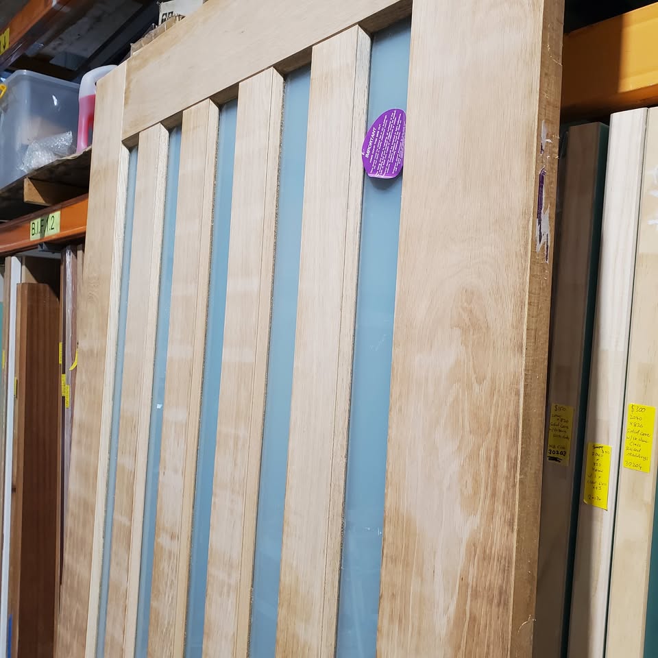 Timber Entry Door - 2340h x 1200w Solid w/ 5 x Frosted Glass Timber Veneer *Factory Second* 30226