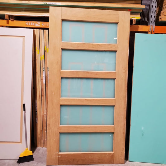 Timber Entry Door - 2340h x 1200w Solid Core W/ 5 X Obscure Glass  *Factory Second* 30245