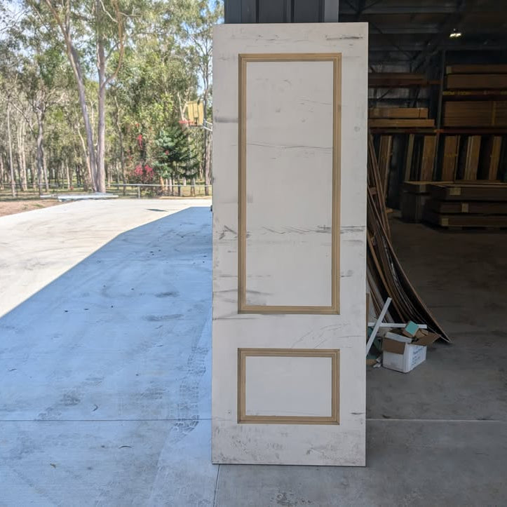 Internal Timber Door - 2340h x 820w Solid Core w/ Routered Pattern  (XB12) *Factory Second* 30269