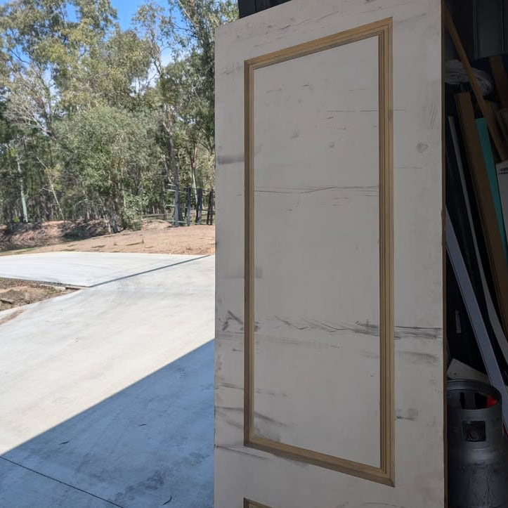 Internal Timber Door - 2340h x 820w Solid Core w/ Routered Pattern  (XB12) *Factory Second* 30269