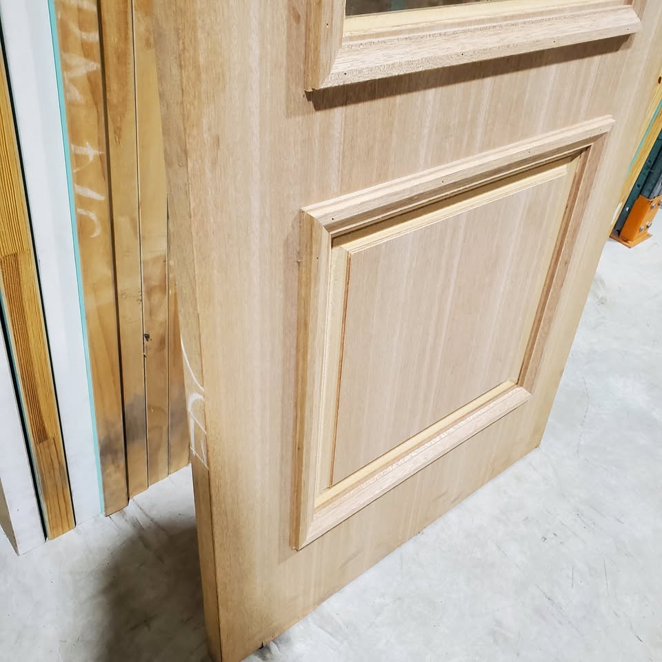 Timber Entry Door - 2340h x 720w Solid Core w/ 1 x Clear Glass and Mouldings *Factory Second* 30270