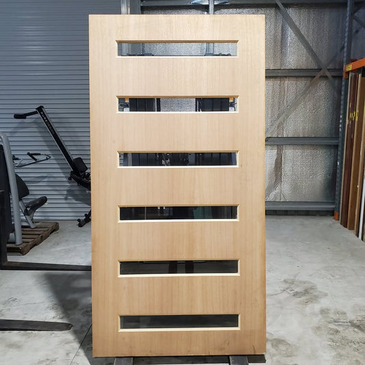 Timber Entry Door - 2340h x 1200w Solid Core w/ 6 x Clear Glass *Factory Second* 30329