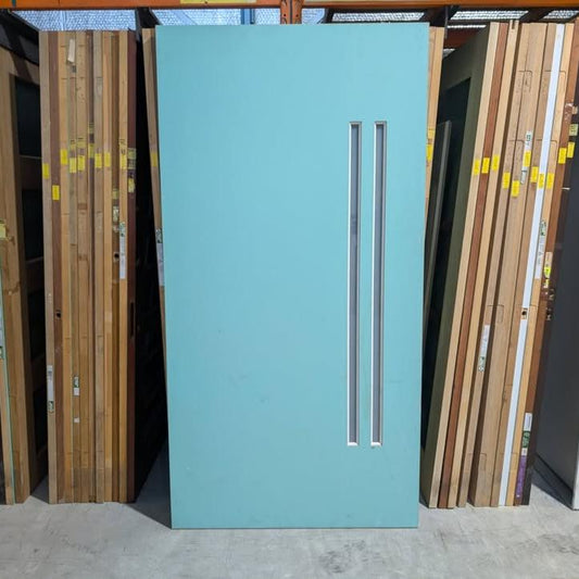 Timber Entry Door -2340h x 1200w Solid Core w/ 2 x Obscure Glass (VER11) *Factory Second* 30331