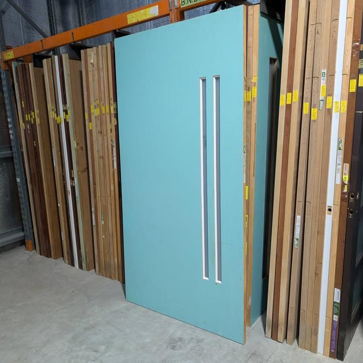 Timber Entry Door -2340h x 1200w Solid Core w/ 2 x Obscure Glass (VER11) *Factory Second* 30331