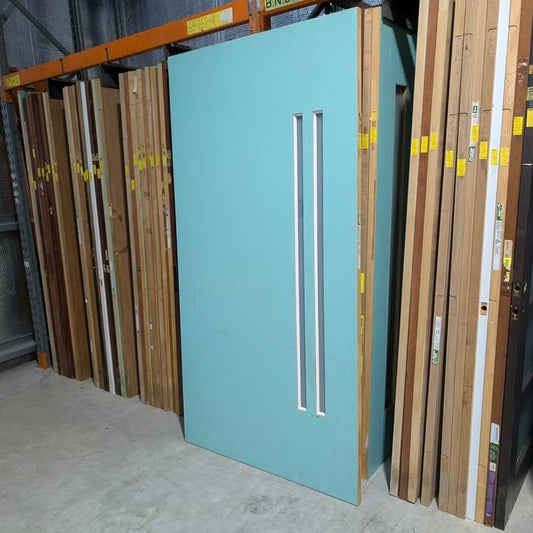 Timber Entry Door -2340h x 1200w Solid Core w/ 2 x Obscure Glass (VER11) *Factory Second* 30331